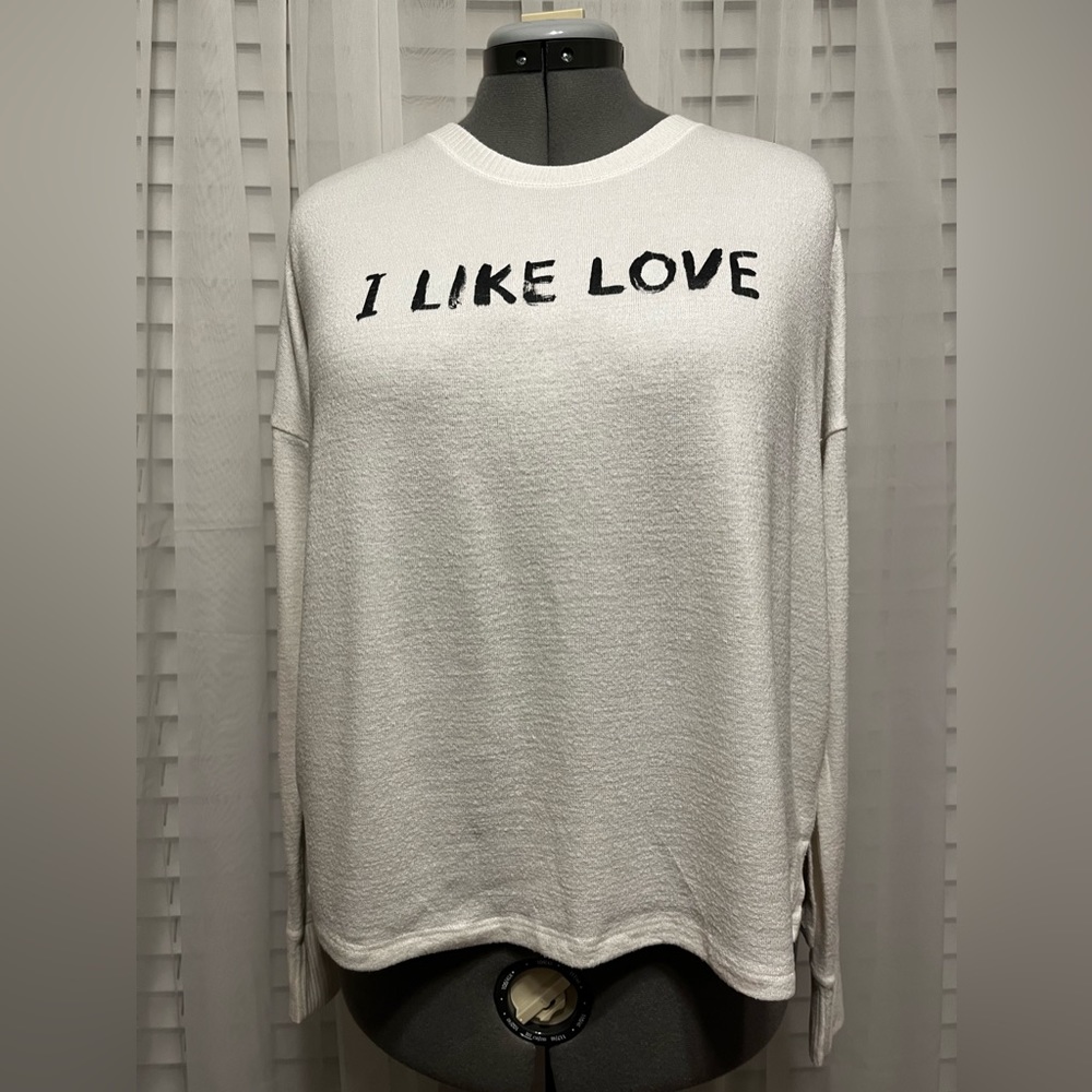 L, Abercrombie & Fitch, thin crew neck sweater ‘I LIKE LOVE’